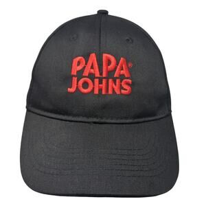 Papa Johns Strapback Baseball Cap Black OS Adjustable Embroidered Head To Toe